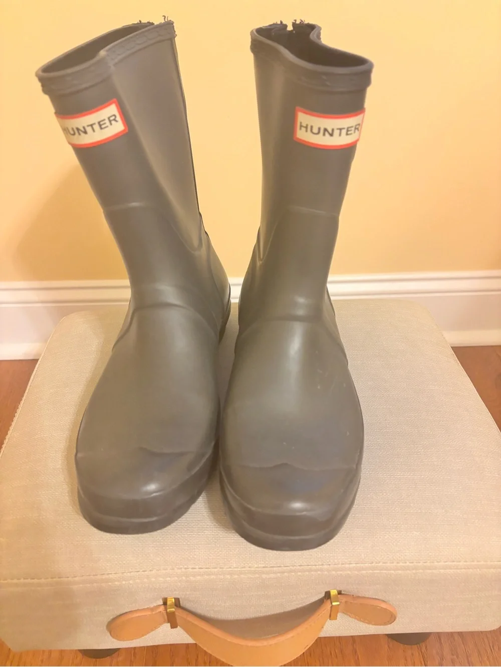 Hunter Olive Rubber Mid-Calf Rain Boots with Logo